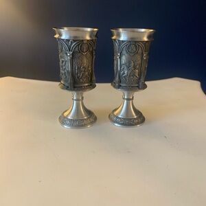 Ornate Pewter Goblet Pair - Zinn Galerie- Albrechr Durer Relief set of 2